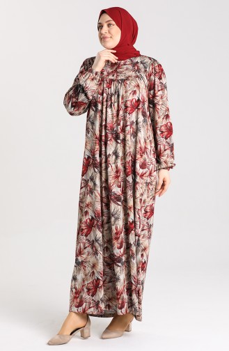 Claret Red Hijab Dress 4782-03