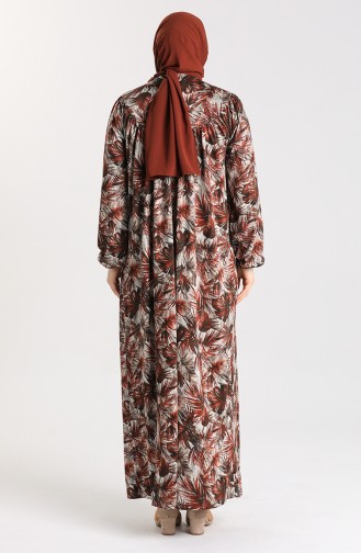Brick Red Hijab Dress 4782-04