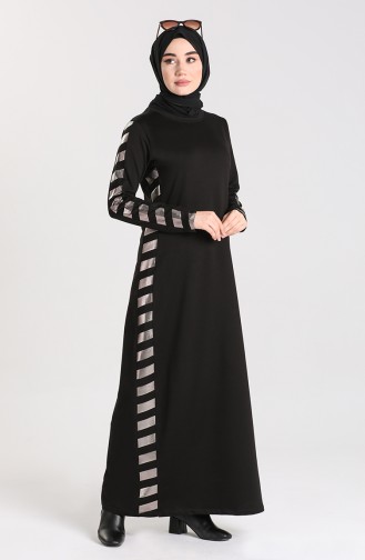 Şal Yaka Elbise 20817-01 Siyah