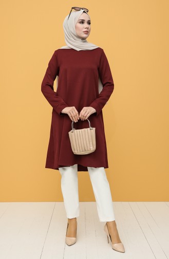 Taş Baskılı Tunik 8296-03 Bordo