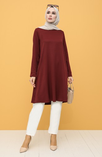 Taş Baskılı Tunik 8296-03 Bordo