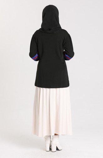 Kolu Şeritli Bluz 20641-01 Siyah