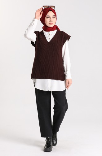 Knitwear Asymmetric Sweater 0608-01 Brown 0608-01