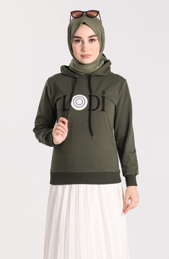 Kapüşonlu Sweatshirt 0952-04 Haki