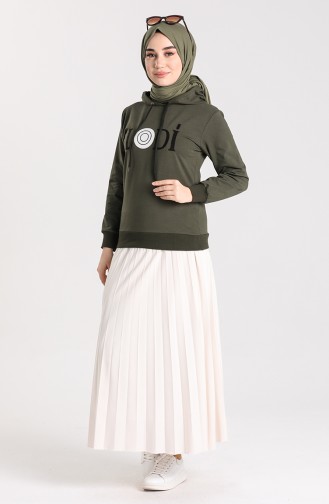 Kapüşonlu Sweatshirt 0952-04 Haki