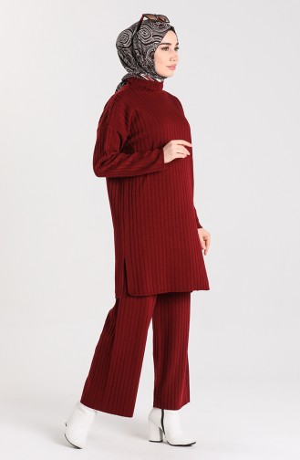 Knitwear Tunic Trousers Double Suit 4366-03 Burgundy 4366-03