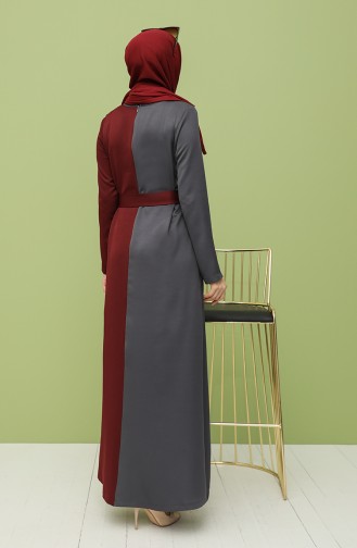Grau Hijab Kleider 8298-02
