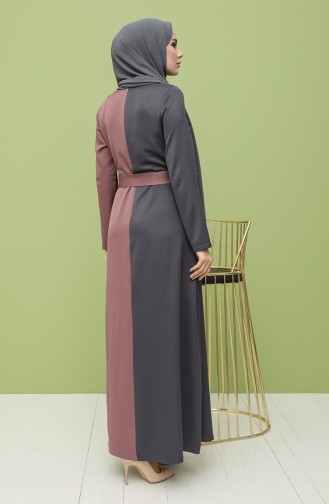 Grau Hijab Kleider 8298-05