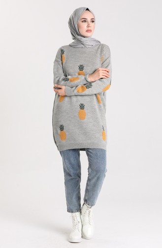 Knitwear Patterned Tunic 4273-04 Gray 4273-04