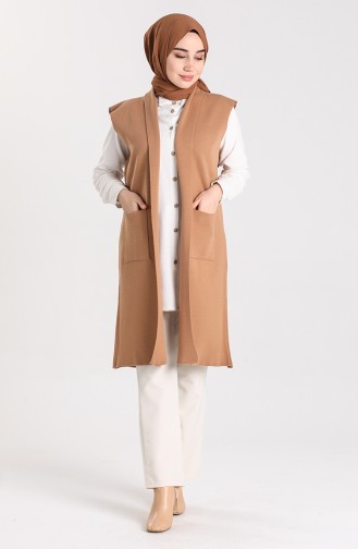 Knitwear Vest with Pockets 0566-02 Milky Coffee 0566-03