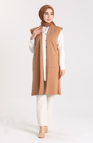Knitwear Vest with Pockets 0566-02 Milky Coffee 0566-03
