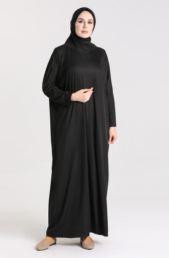 Kapüşonlu Namaz Elbise 0620-01 Siyah