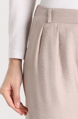 Flared Linen Trousers 2022-03 Beige 2022-03