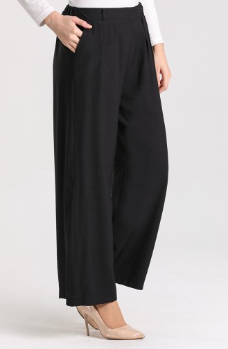 wide Leg Linen Trousers 2022-04 Black 2022-04