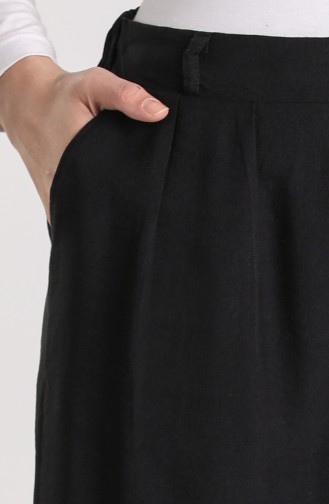 wide Leg Linen Trousers 2022-04 Black 2022-04