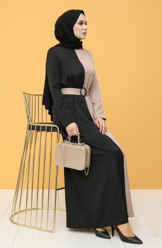 Schwarz Hijab Kleider 8298-03