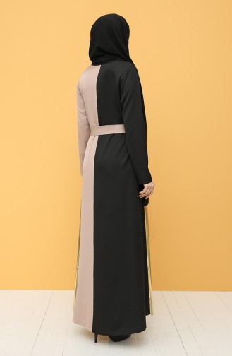 Schwarz Hijab Kleider 8298-03