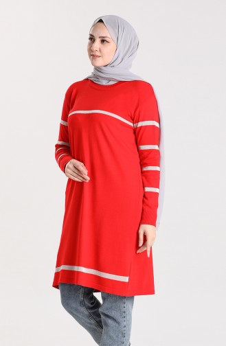 Knitwear Tunic with Pockets 55036-03 Red 55036-03