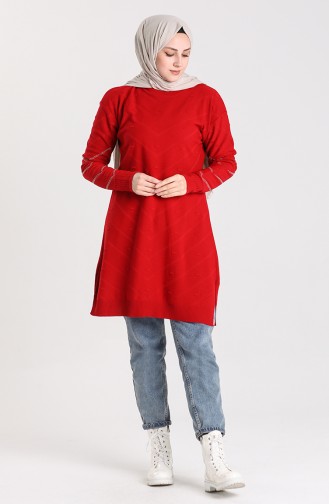 Triko Tunik 55366-01 Kırmızı