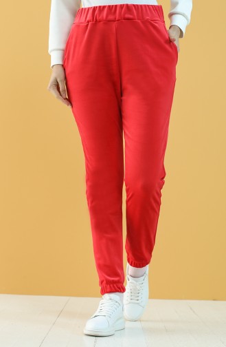 Velvet Jogger Sweatpants with Pockets 8899-03 Red 8899-03