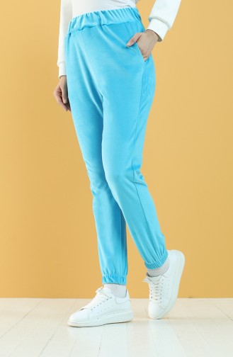 Velvet Jogger Sweatpants with Pockets 8899-08 Blue 8899-08