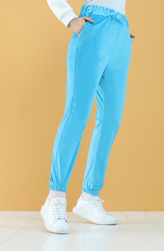 Velvet Jogger Sweatpants with Pockets 8899-08 Blue 8899-08