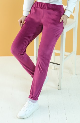 Velvet Jogger Sweatpants with Pockets 8899-05 Plum 8899-05