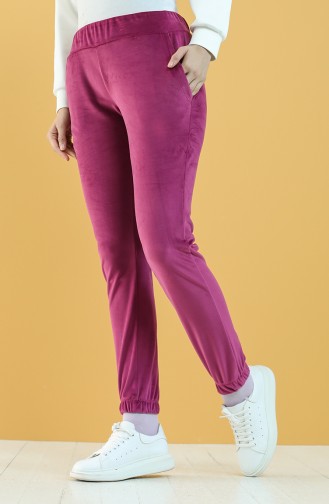 Velvet Jogger Sweatpants with Pockets 8899-05 Plum 8899-05