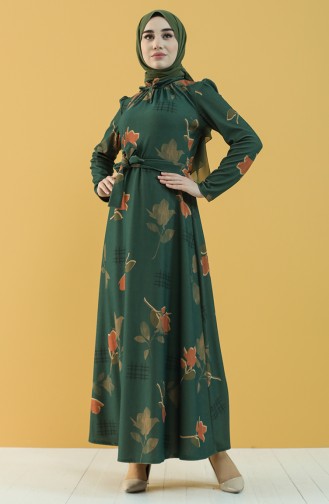 فستان أخضر زمردي 5233-02