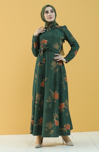 Smaragdgrün Hijab Kleider 5233-02