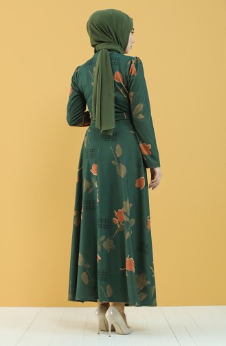 Smaragdgrün Hijab Kleider 5233-02