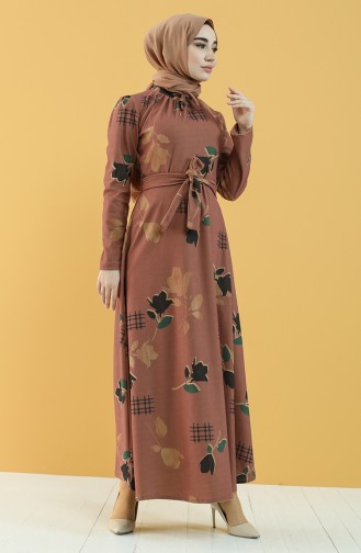 Beige-Rose Hijab Kleider 5233-03