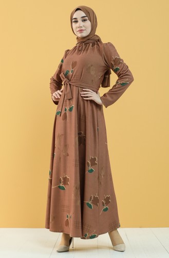 فستان أخضر تبغ 5233-05