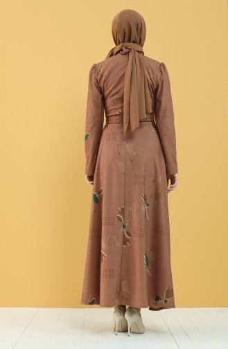 فستان أخضر تبغ 5233-05