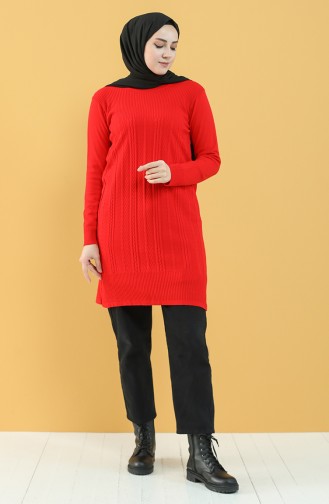 Triko Tunik 55015-08 Kırmızı