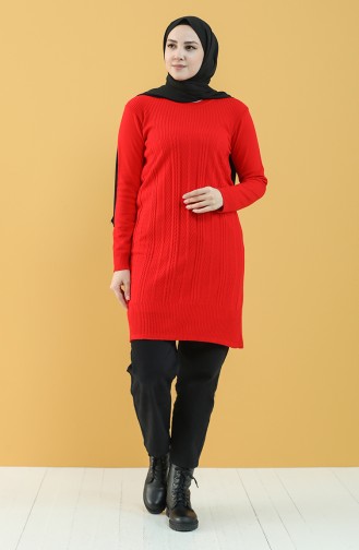 Triko Tunik 55015-08 Kırmızı