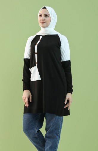 Knitwear Elastic Sleeve Tunic 55236-04 Black 55236-04