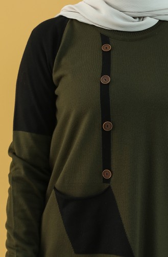 Knitwear Elastic Sleeve Tunic 55236-09 Khaki 55236-09