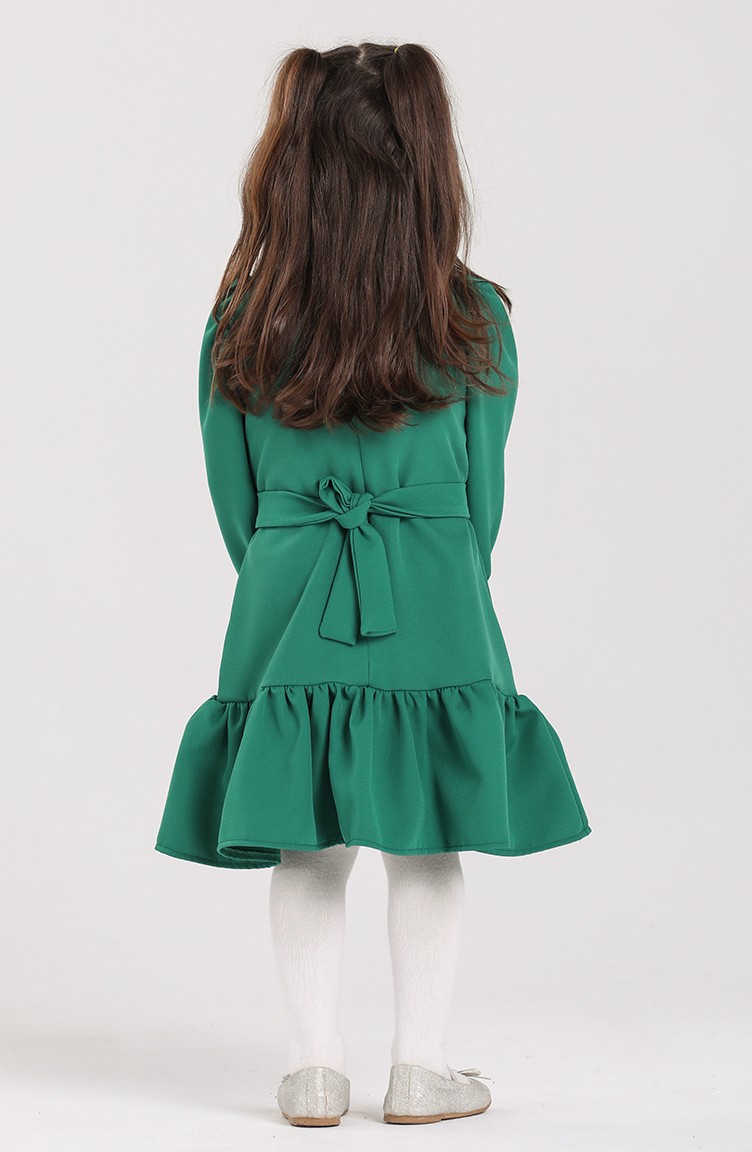 Green Children's Dress Susanne Lively Girls Emerald Green Dress Embroidered  Christmas