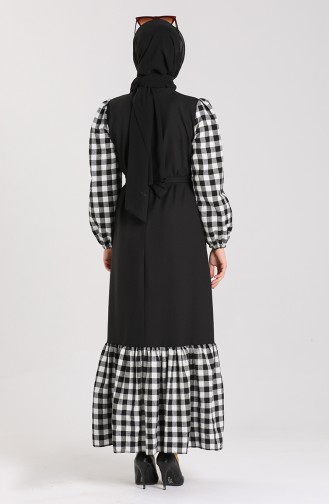 Garnili Anne Kız Kombin Elbise 2036-01 Siyah Beyaz