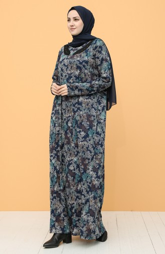 Dunkelblau Hijab Kleider 0103-01
