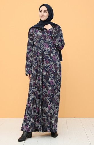 Navy Blue Hijab Dress 0103-03