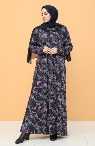 Navy Blue Hijab Dress 0103-03