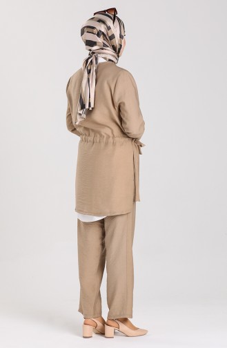 Gathered waist Tunic Trousers Double Suit 0127-05 Mink 0127-05