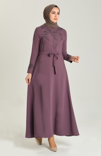 Dusty Rose Hijab Evening Dress 1185-02
