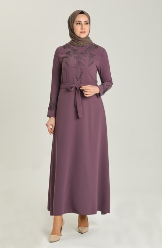 Dusty Rose Hijab Evening Dress 1185-02