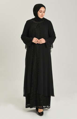 Schwarz Hijab-Abendkleider 3124-04