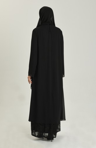 Black Hijab Evening Dress 3124-04
