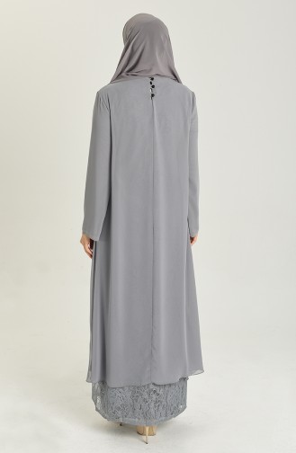 Grau Hijab-Abendkleider 3124-05