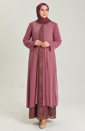 Beige-Rose Hijab-Abendkleider 3124-07